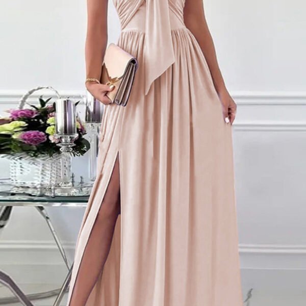 Elegant Formal Solid Asymmetrical Solid Color One Shoulder Irregular Dress Dresses(7 Colors)