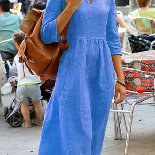Casual Simplicity Solid V Neck One Step Skirt Dresses(4 Colors)