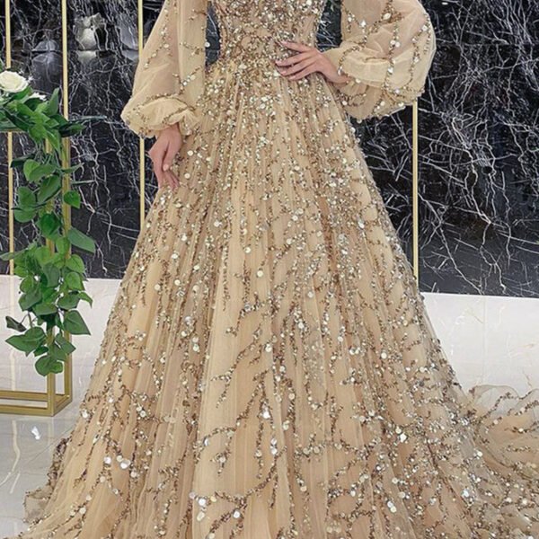 Celebrities Formal Patchwork Beading V Neck Evening Dress Dresses