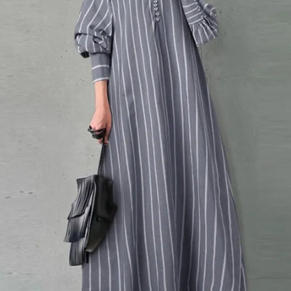 Casual Simplicity Striped Patchwork O Neck A Line Dresses(3 Colors)