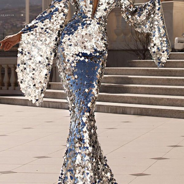 Sexy Formal Solid Patchwork V Neck Wrapped Skirt Dresses