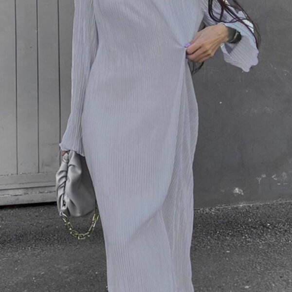 Casual Solid O Neck Pleated Dresses