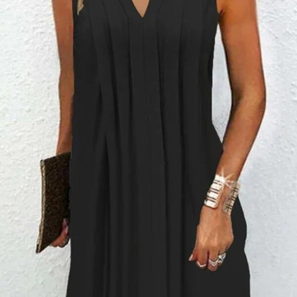 Casual Simplicity Solid Fold V Neck A Line Dresses