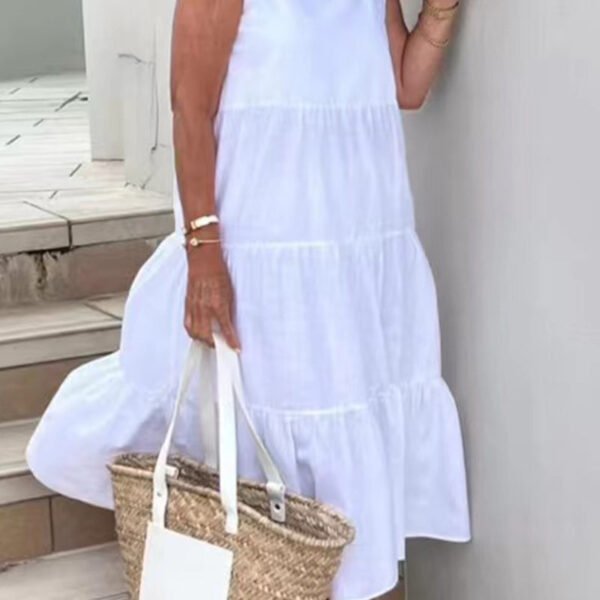 Casual Simplicity Solid Fold Cake Skirt Dresses