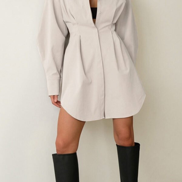 Casual Elegant Solid Patchwork Turndown Collar Shirt Dress Dresses