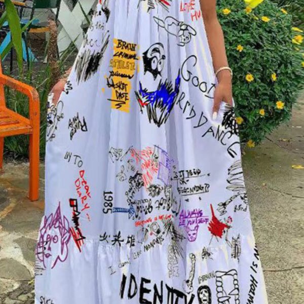 Sexy Vacation Geometric Print Patchwork U Neck Sling Dress Dresses