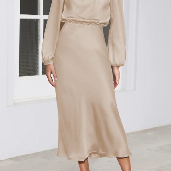 Elegant Solid Fold Half A Turtleneck Dresses