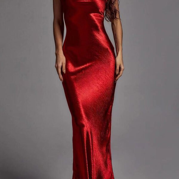 Elegant Solid Backless Sling Dress Dresses