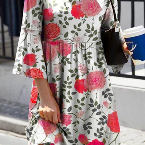 Elegant Not Positioning Printed Fold O Neck A Line Dresses