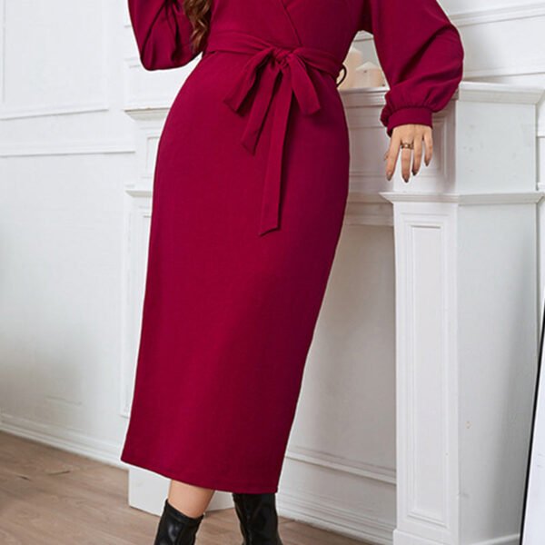 Elegant Solid Bandage V Neck A Line Plus Size Dresses