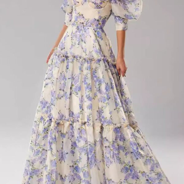 Celebrities Elegant Flowers Patchwork Off the Shoulder Evening Dresses
