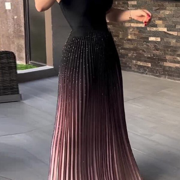 Sexy Gradient Color Pleated Contrast Strapless Strapless Dresses